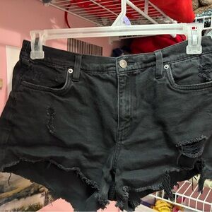 Aerie Black Distressed Jean Shorts
